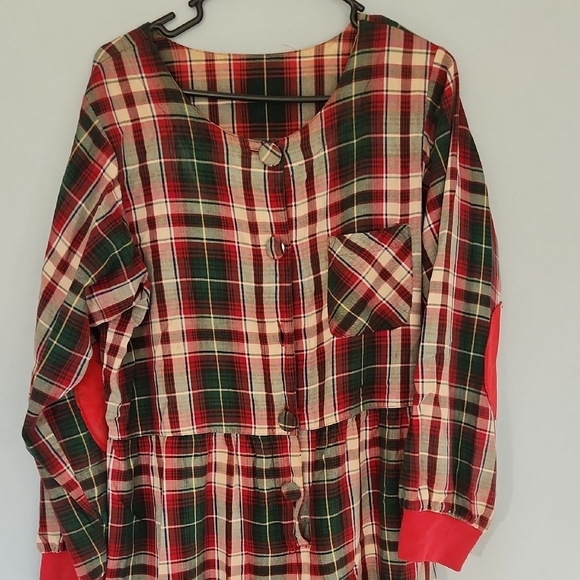 Ashley Taylor Vintage 90s Christmas Photos Country Red and Green Plaid PJs Sz L - Picture 2 of 9